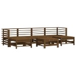 Set Divani da Giardino 7 pz con Cuscini in Legno Massello ambra