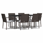 Set Pranzo da Giardino 7 pz con Cuscini in Polyrattan e Acciaio