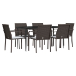 Set Pranzo da Giardino 7 pz con Cuscini in Polyrattan e Acciaio