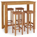 Set da Bar da Giardino 5 pz in Legno Massello di Acacia