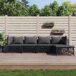 Set Salotto da Giardino 5 pz con Cuscini in Acciaio Antracite