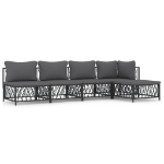 Set Salotto da Giardino 5 pz con Cuscini in Acciaio Antracite