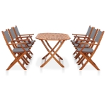 Set Pranzo da Giardino 7 pz Grigio Legno Eucalipto e Textilene