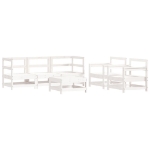 Set Divani da Giardino 6pz con Cuscini in Legno Massello Bianco