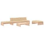 Set Divani da Giardino 5 pz con Cuscini in Legno Massello