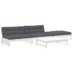 Set Divani da Giardino 4pz con Cuscini in Legno Massello Bianco