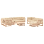Set Divani da Giardino 10 pz con Cuscini in Legno Massello