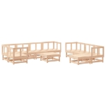 Set Divani da Giardino 10 pz con Cuscini in Legno Massello