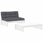 Set Divani da Giardino 2pz con Cuscini in Legno Massello Bianco