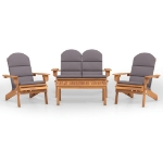 Set Salotto da Giardino Adirondack 4pz Legno Massello di Acacia