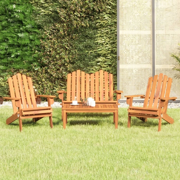 Set Salotto da Giardino Adirondack 4pz Legno Massello di Acacia