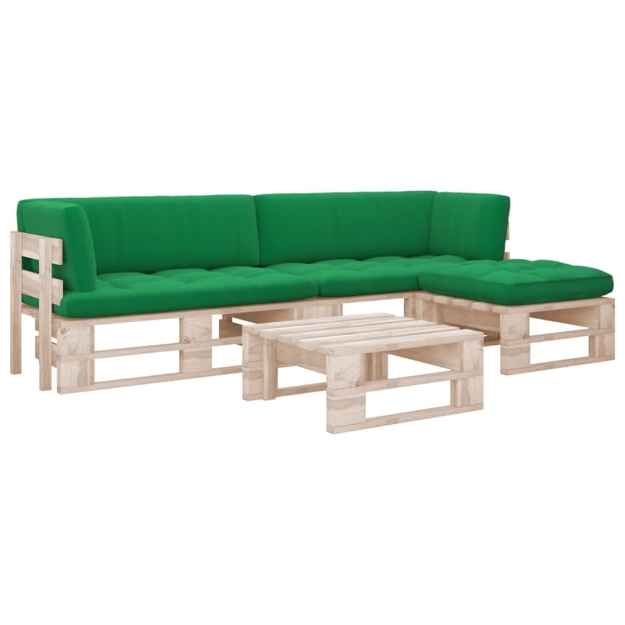 Set Divani in Pallet con Cuscini 4 pz in Pino Impregnato