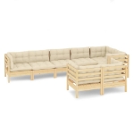 Set Divani da Giardino 8 pz con Cuscini Crema in Massello di Pino