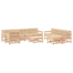 Set Divani da Giardino 10 pz con Cuscini in Legno Massello