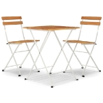 Set Bistrò Pieghevole 3pz in Legno Massello di Acacia e Acciaio