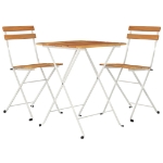 Set Bistrò Pieghevole 3pz in Legno Massello di Acacia e Acciaio