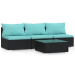 Set Divani da Giardino 4 pz con Cuscini in Polyrattan Nero