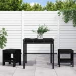 Set da Bistrot da Giardino 3 pz Nero in Legno Massello di Pino