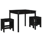 Set da Bistrot da Giardino 3 pz Nero in Legno Massello di Pino
