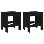 Set da Bistrot da Giardino 3 pz Nero in Legno Massello di Pino