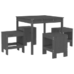 Set da Pranzo per Giardino 5pz Grigio in Legno Massello di Pino