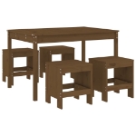 Set da Pranzo da Giardino 5 pz ambra in Legno Massello di Pino