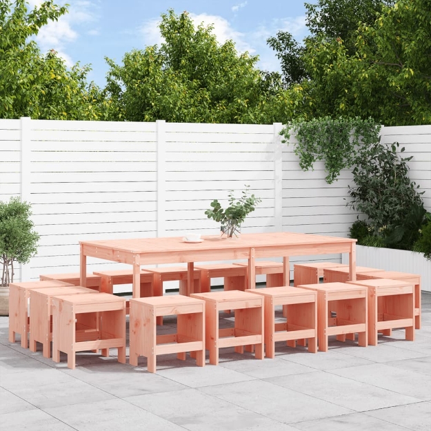 Set da Pranzo per Giardino 17 pz in Legno Massello di Douglas