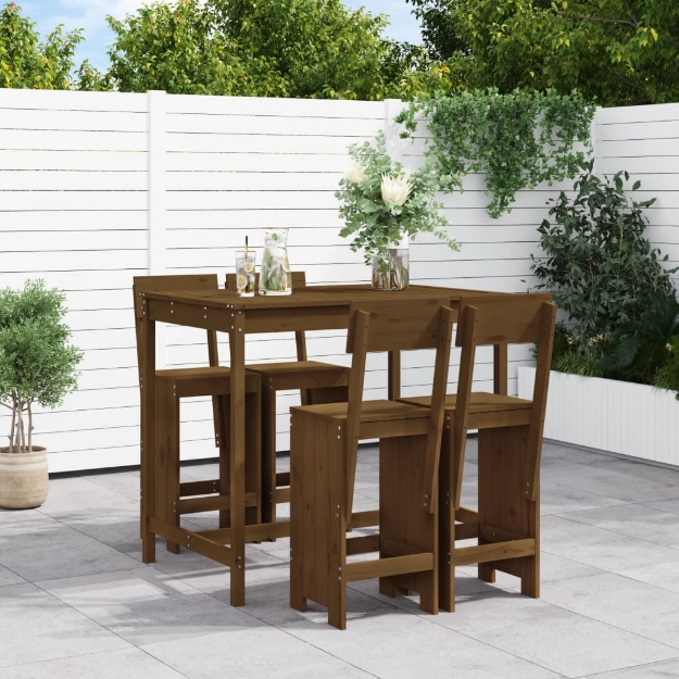Set Bar da Giardino 5 pz ambra in Legno Massello di Pino