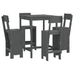 Set Bar da Giardino 5 pz Grigio in Legno Massello di Pino