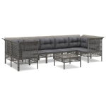 Set Divani da Giardino 8 pz con Cuscini in Polyrattan Grigio