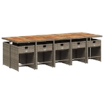 Set da Pranzo da Giardino 11pz con Cuscini in Polyrattan Grigio