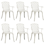Sedie da Giardino 6 pz in Alluminio Pressofuso Bianco