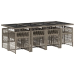 Set da Pranzo da Giardino 9 pz con Cuscini in Polyrattan Grigio
