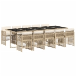 Set da Pranzo da Giardino 11 pz con Cuscini Beige in Polyrattan