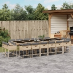 Set Pranzo da Giardino 17 pz con Cuscini Beige Misto Polyrattan