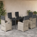 Set da Pranzo da Giardino 7 pz Cuscini Polyrattan Grigio Chiaro