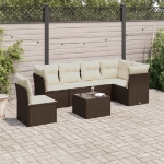 Set Divani da Giardino con Cuscini 7pz Nero Polyrattan