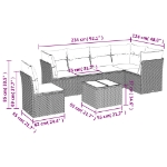 Set Divani da Giardino con Cuscini 7pz Nero Polyrattan
