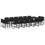 Set da Pranzo da Giardino 17 pz con Cuscini Nero in Polyrattan
