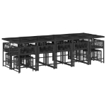 Set da Pranzo da Giardino 15 pz con Cuscini Nero in Polyrattan