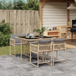 Set Pranzo da Giardino 5 pz con Cuscini Beige Misto Polyrattan
