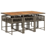 Set da Pranzo da Giardino 7 pz con Cuscini in Polyrattan Grigio