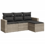 Set Divano da Giardino 4pz con Cuscini Grigio Chiaro Polyrattan