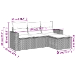 Set Divano da Giardino 4pz con Cuscini Grigio Chiaro Polyrattan