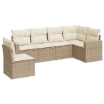 Set Divano da Giardino 6 pz con Cuscini Beige in Polyrattan