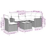 Set Divano da Giardino 6 pz con Cuscini Nero in Polyrattan