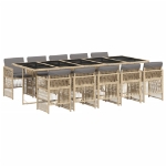 Set Pranzo da Giardino 11 pz con Cuscini Beige Misto Polyrattan