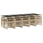 Set Pranzo da Giardino 11 pz con Cuscini Beige Misto Polyrattan