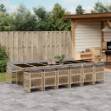 Set Pranzo da Giardino 13 pz con Cuscini Beige Misto Polyrattan