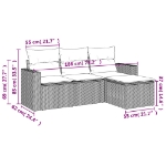 Set Divani da Giardino 4 pz con Cuscini in Polyrattan Grigio